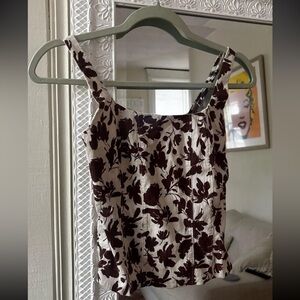 Abercrombie Brown & White Floral Corset Tank